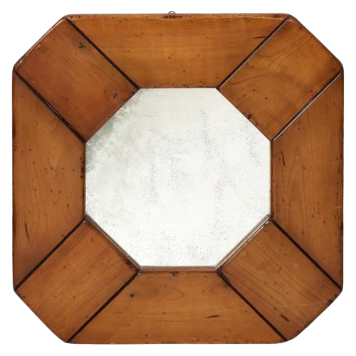 Modern Elm Mirror with Patinated Glass