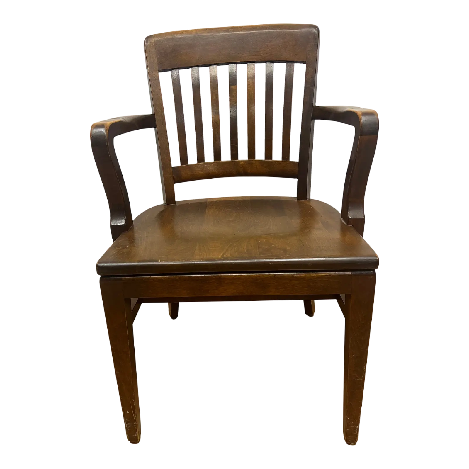 Antique Wood Banker Chair