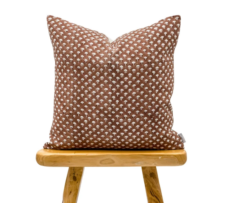 Designer Floral Rust Brown Pillow
