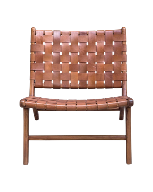 Woven Leather Accent Chair