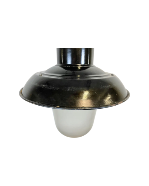 Vintage Black Enamel Factory Pendant Light
