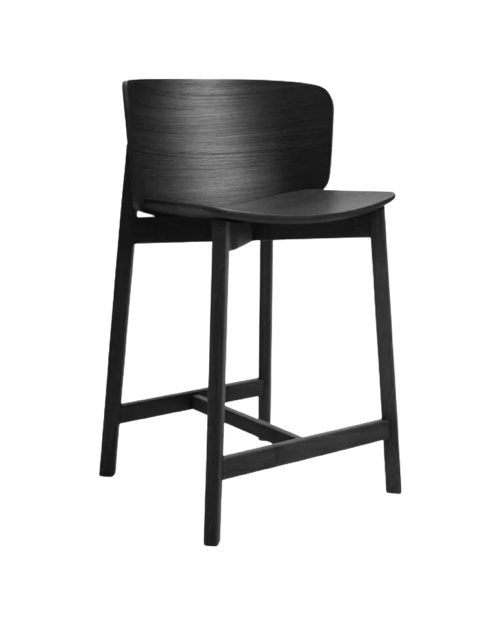 Black Solid Wood Bar Stool