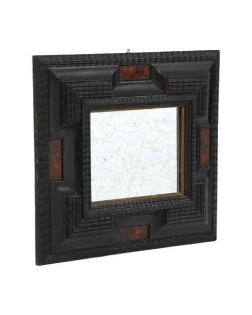 Baroque Ebonized And Faux Tortoise Shell Mirror