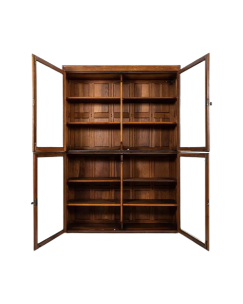 English Oak Glazed Display Cabinet