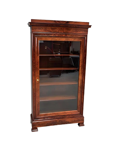 Burl Veneer & Mahogany Display Cabinet