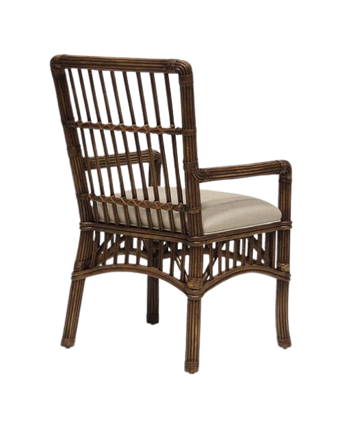 Coastal Rattan Beige Upholstered Armchair