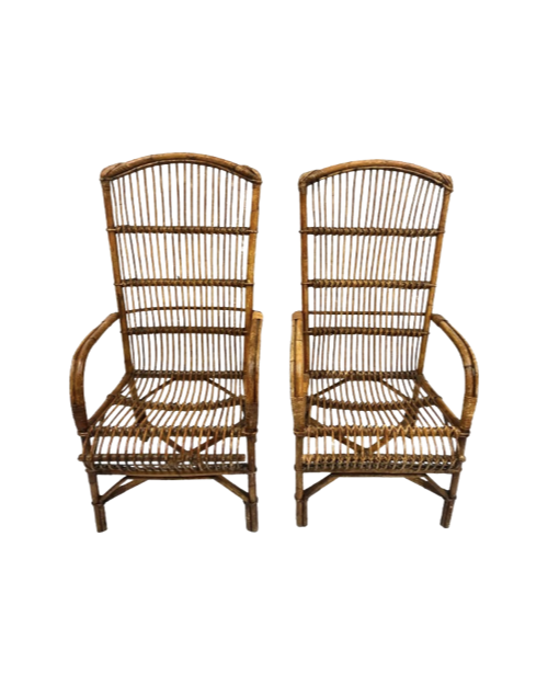 Pair of French Rattan Armchairs