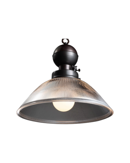 Holophane Glass Gas Lamp Pendant