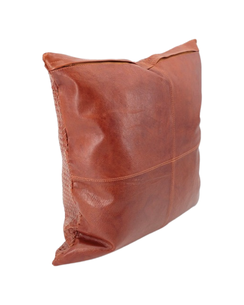 Brown Woven Leather Pillow