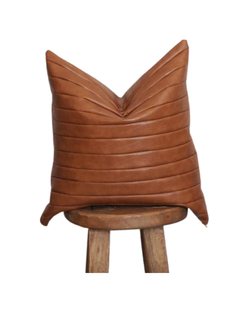 Channel Stitched Faux Leather Pillow