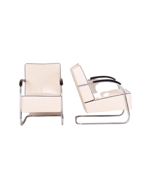 Ivory Leather Armchairs