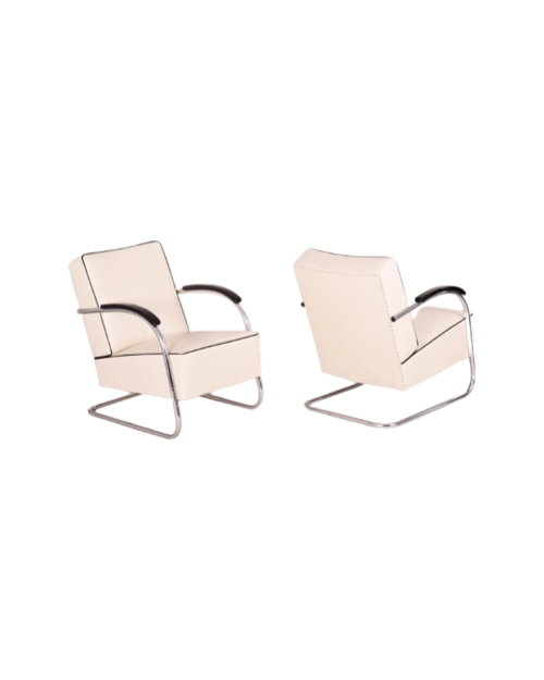 Ivory Leather Armchairs