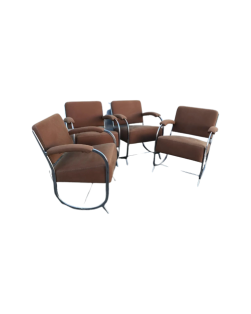 Streamline Modern Club Chairs, Set of 4