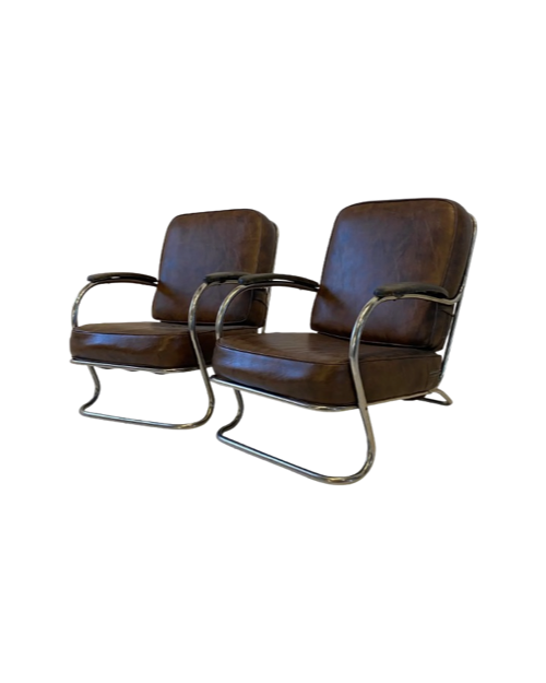 Pair of Art Deco Chrome Club Chairs