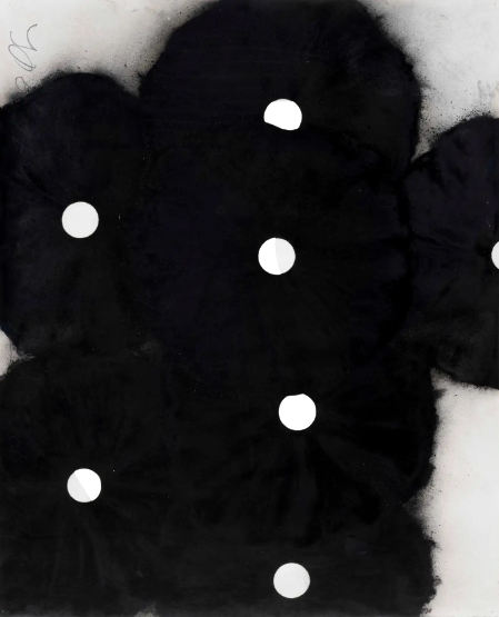 Seven Black Flowers Charcoal Art