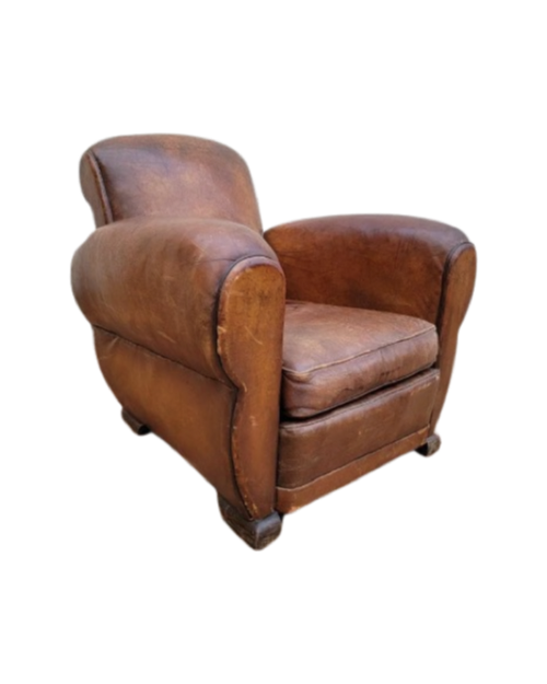 Distressed Cognac Leather Club Chair