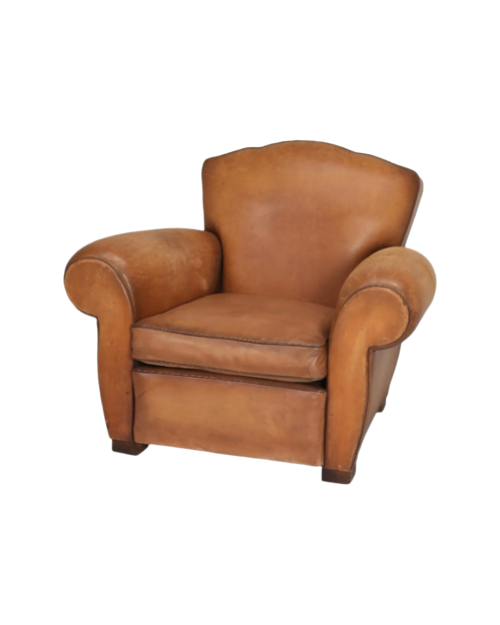 Original Leather French Art Deco Club Chair