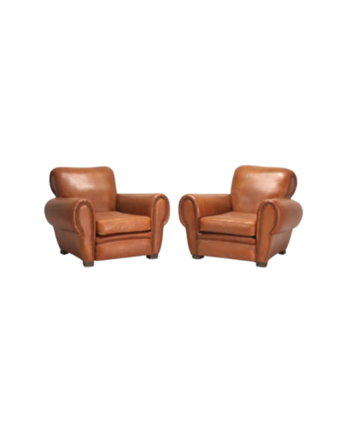 French Leather Club Chairs
