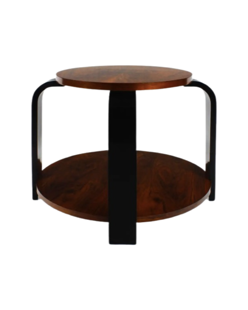 Ebonized Beech & Walnut Art Deco Side Table