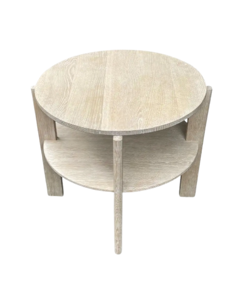 Cerused Oak Round Two Tiered Side Table