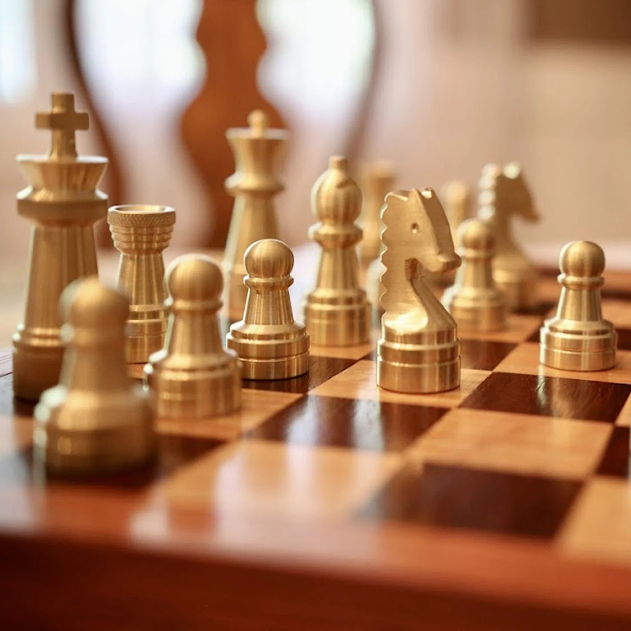 Hand-Worked Brass Chess Set