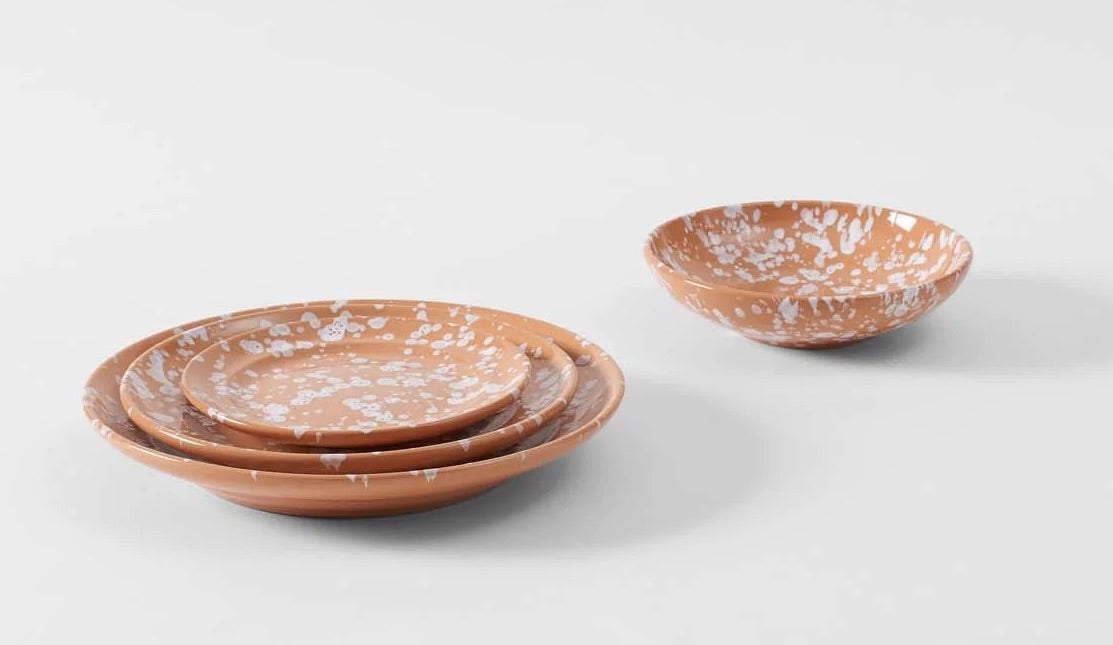 White On Terracotta Splatterware Dinnerware
