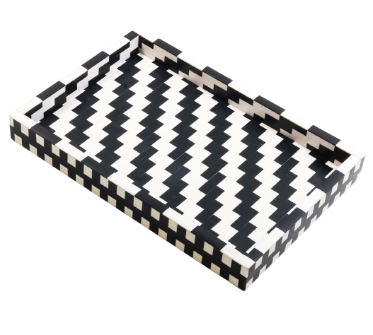 Coretta Black & White Patterned Tray