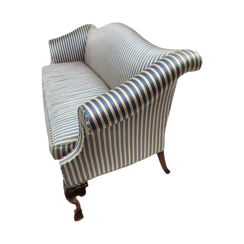 Satin Upholstered Chippendale Sofa