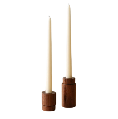 Tikal Wood Candle Holders - Set of 2