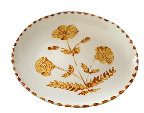 Hand-painted Floral Ceramic Plate