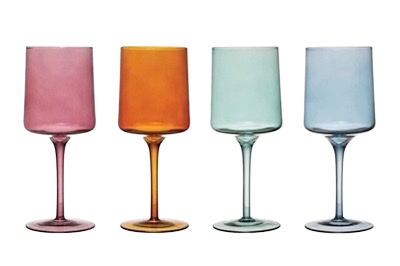 Stemmed Wine Glass, 4 Colors (Set of 4)
