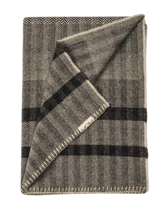 Graphic Burel Wool Black and White Blanket