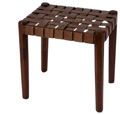 Kerry Leather Woven Stool