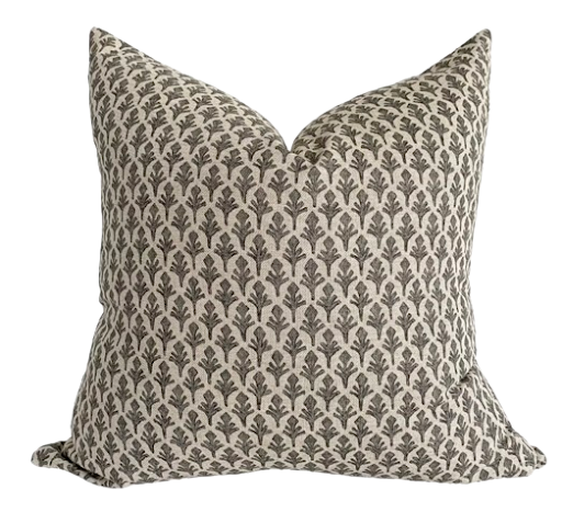 Charcoal Leaf Pillow Cover