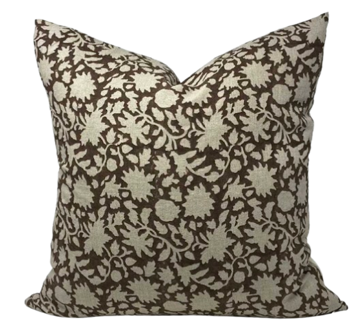 Floral Vine Block Print Pillow