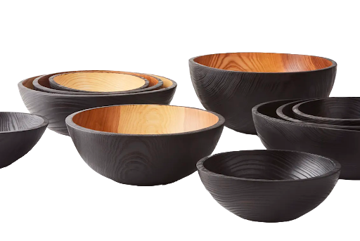 Handmade Charred Oak Wooden Bowls