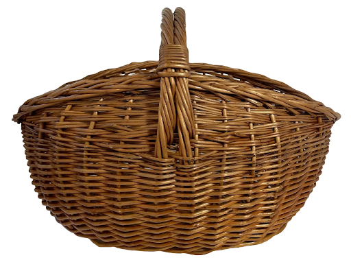 Vintage European Handwoven Wicker Gathering Basket