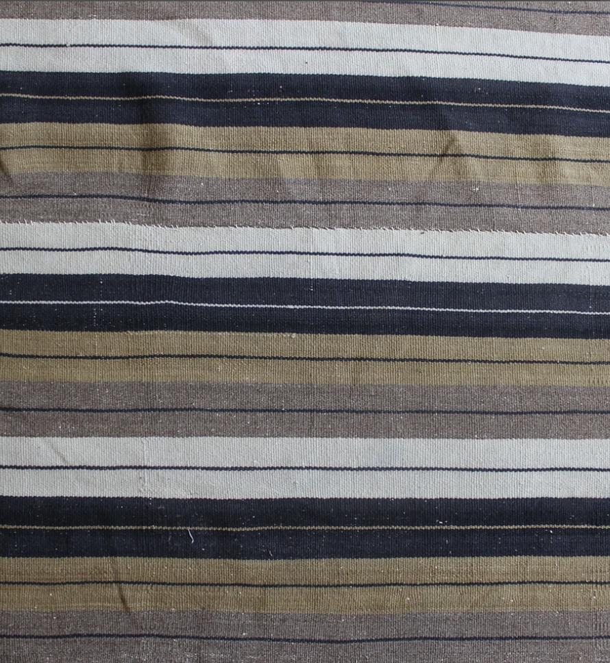 Natural Wool Striped Kilim Rug