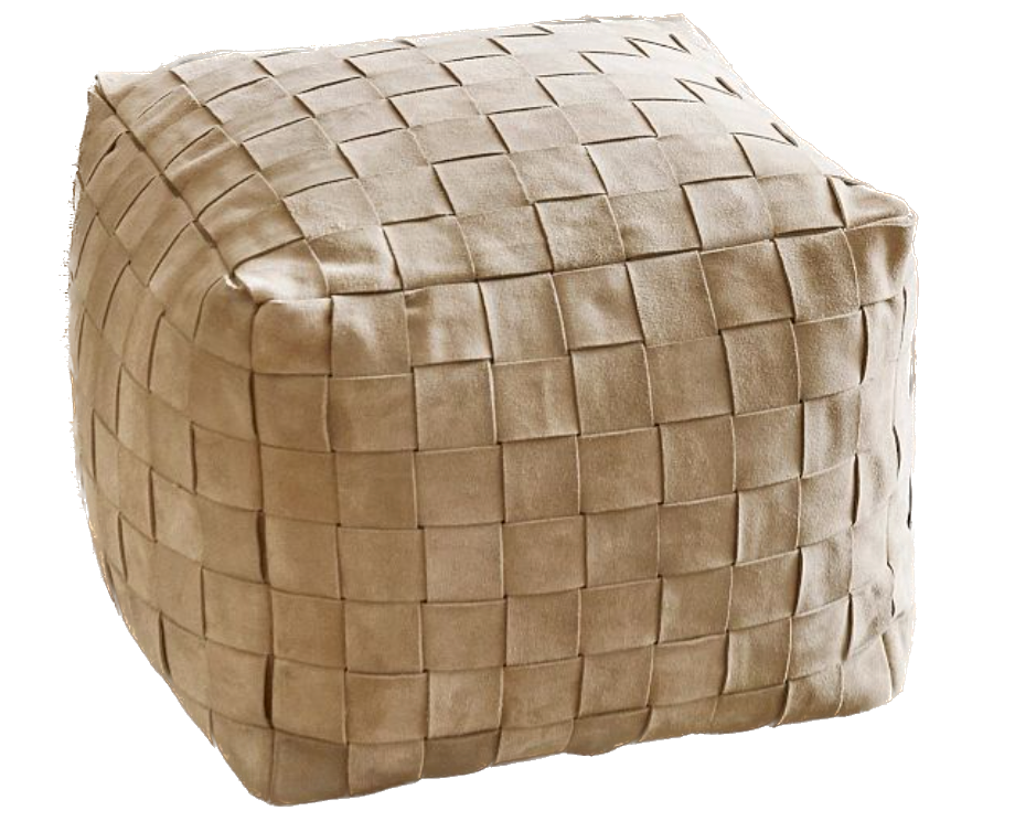 Suede Basketweave Pouf