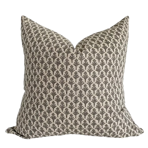 Charcoal Leaf Pillow Cover