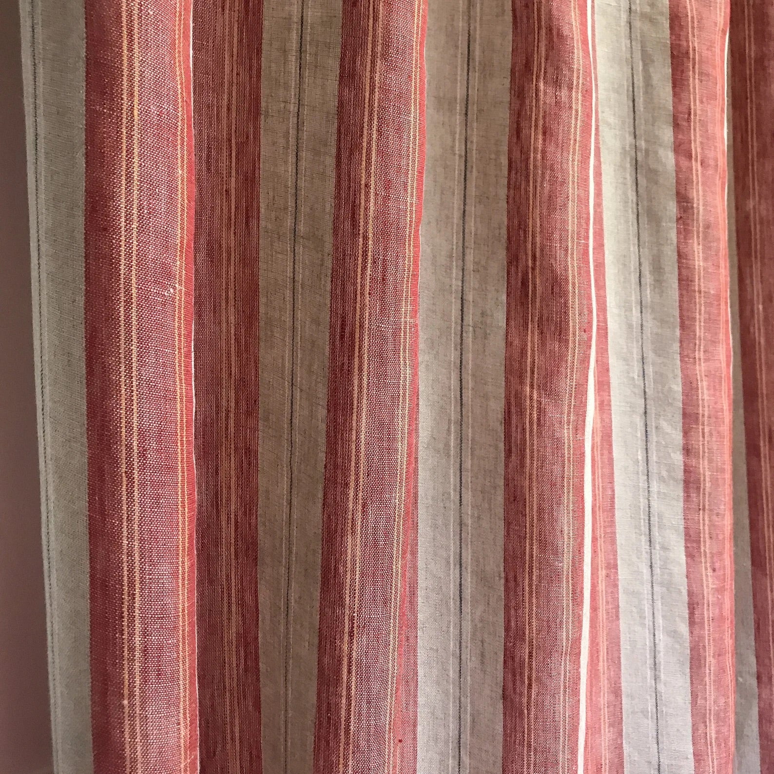Vintage Red Yellow Orange Vertical Stripes Curtain