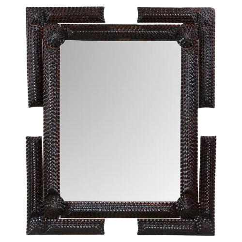 Tramp Art Rustic Wall Mirror