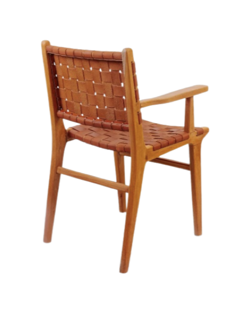 Cahyo Woven Leather Dining Armchair