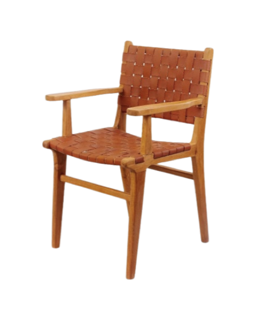 Cahyo Woven Leather Dining Armchair