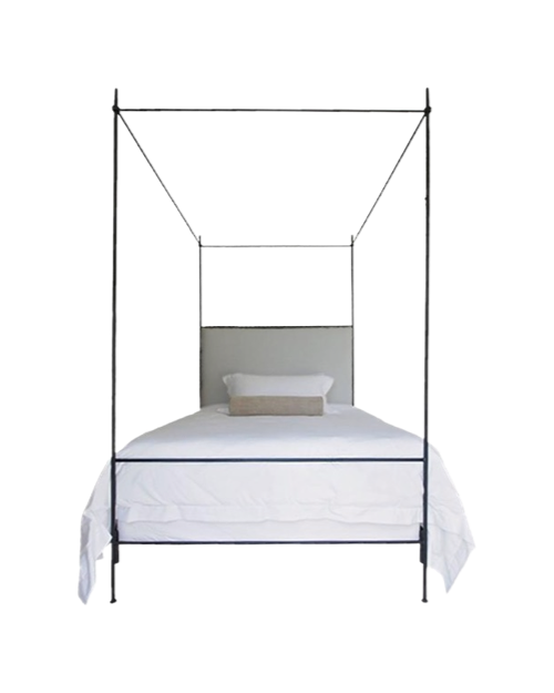 Iron Upholstered Canopy Bed