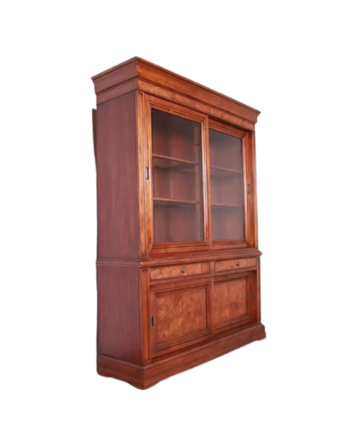 Burl Wood Bookcase Cabinet