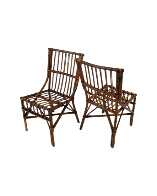 Rattan & Twig Dining Chairs, Set of 6