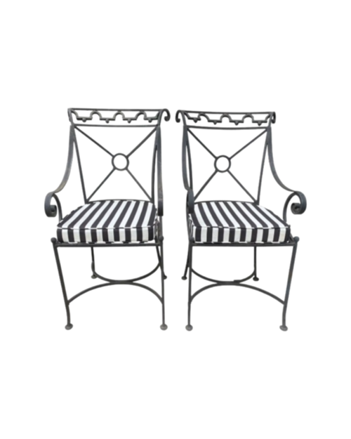 Pair of Vintage Wrought Iron Armchairs