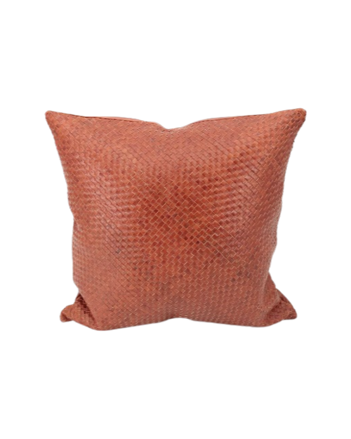 Brown Woven Leather Pillow