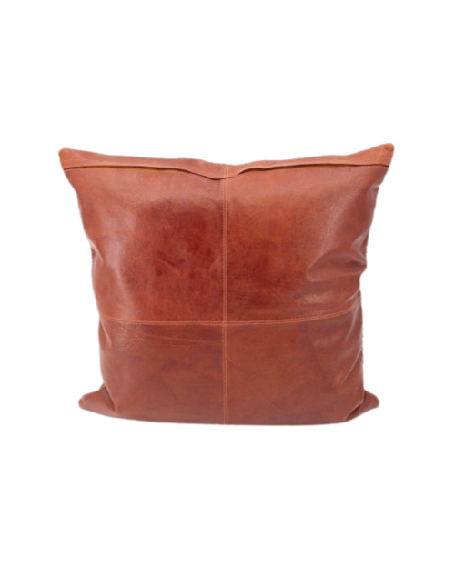 Brown Woven Leather Pillow